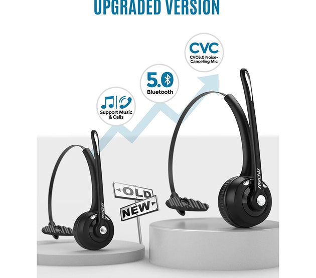 1/2 pack Mpow Pro Office Wireless Bluetooth V5.0 headphone With Microphone 13H Talking Time For Driver Call Center Skype Office