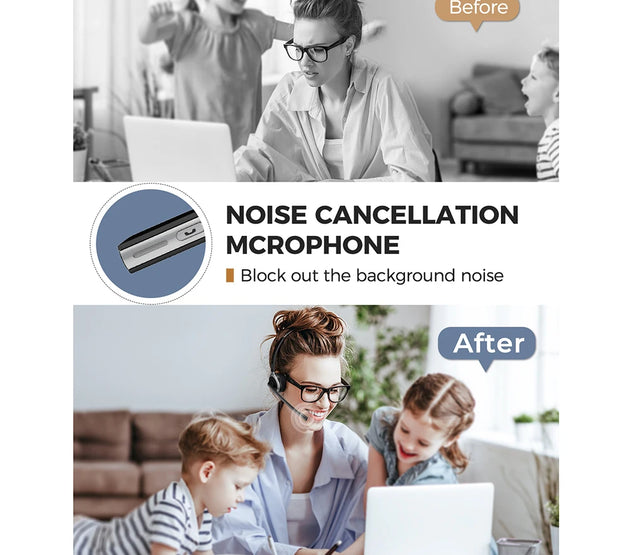 1/2 pack Mpow M5 Bluetooth V5.0 Headset Wireless Truck Driver Headphones Hands-free Call Headset with Mic for Call Center Office