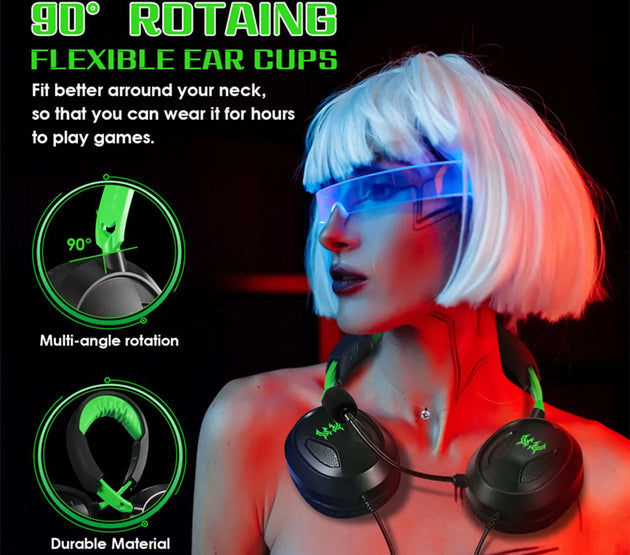 G3100 3.5mm Wired Gaming Headset Over Ear Game Headphones with Omni-directional Microphone for PS5 PS4 Laptop Tablet