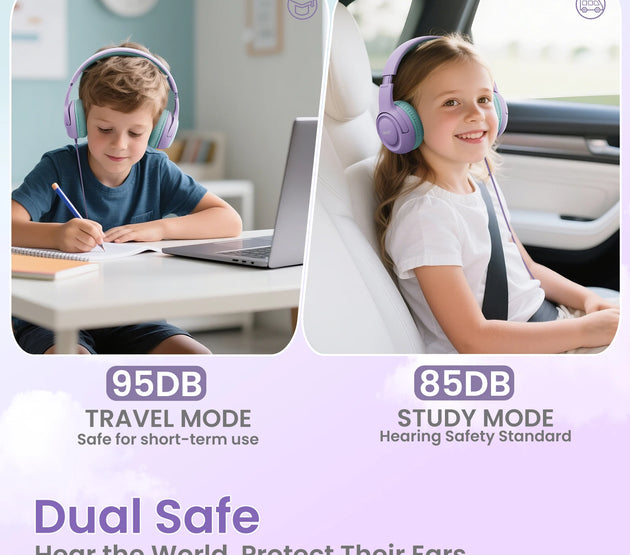 Acer Kids Headphones Wired for School 85/94dB Volume Limiter Foldable Stereo Sound Headset for Kids Learning Tablet IPad PC