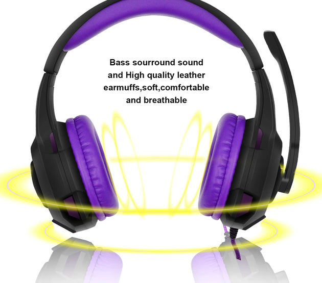 Wired Gaming Headset with Mic Noise Isolating Over-Ear, PC/PS4/PS5/Xbox Compatible, Volume Control, 3.5mm Audio Jack