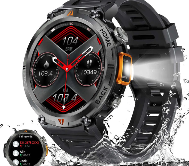 LaNikar KE3 Bluetooth Call Smart Watch Men Full Touch Screen Health Monitor Clock With Flashlight Men SmartWatch For IOS Android