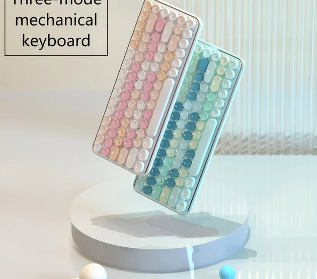 AJAZZK840T wireless mechanical keyboard bluetooth three-mode female office tablet laptop