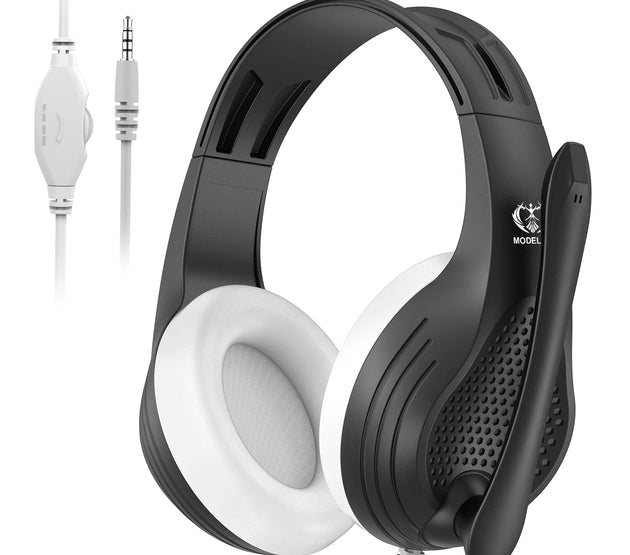 3.5mm Wired Over-Ear Headphones with Mic, Noise Cancelling, Stereo Bass, Soft Earmuffs for Gaming PC/PS4/PS5/XBOX/Laptop/Phone/T