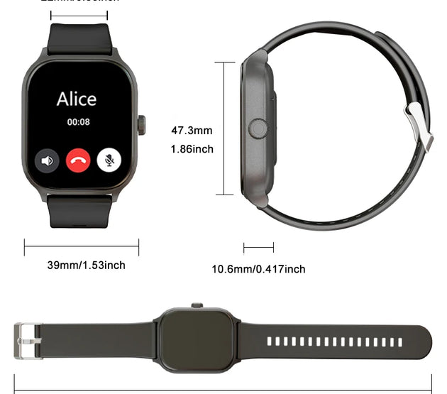 Smart watch, wireless calling/dial, multi-Sport mode, calling reminder and rejection, SMS reminder, for iPhone/Andriod