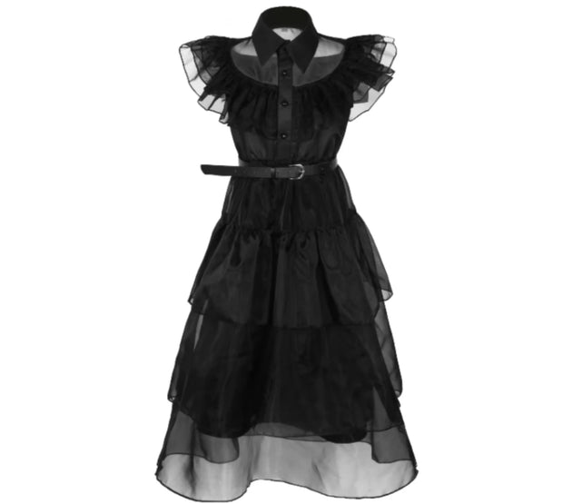  Wednesday Addams Cosplay Dress For Girl Kids Movie Black Dress Adult Women's Dress Halloween Carnival Party Role Play Set