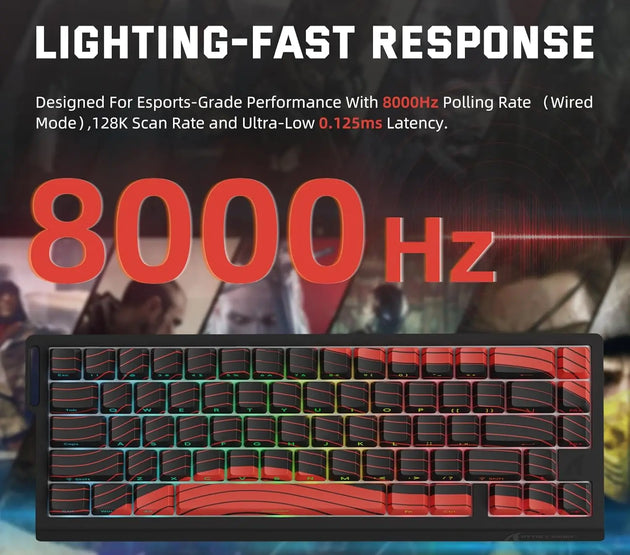 MAMBASNAKE x ATTACK SHARK X68 PRO HE Wireless Rapid Trigger Gaming Keyboard with Adjustable Actuation,8K Polling Rate