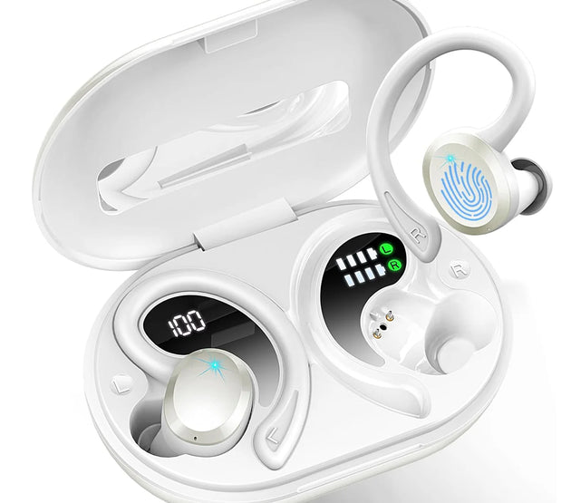 Wireless Earbuds, Bluetooth 5.3 On-Ear Headset, Noise Cancelling Mic, 48H Playtime Sports Headphones for Workout/Running.