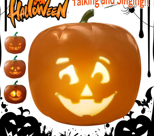 Halloween Pumpkin with Built in Video Projector Talking Singing LED Pumpkin Lamp Halloween Decoration Ornaments Party Supplies