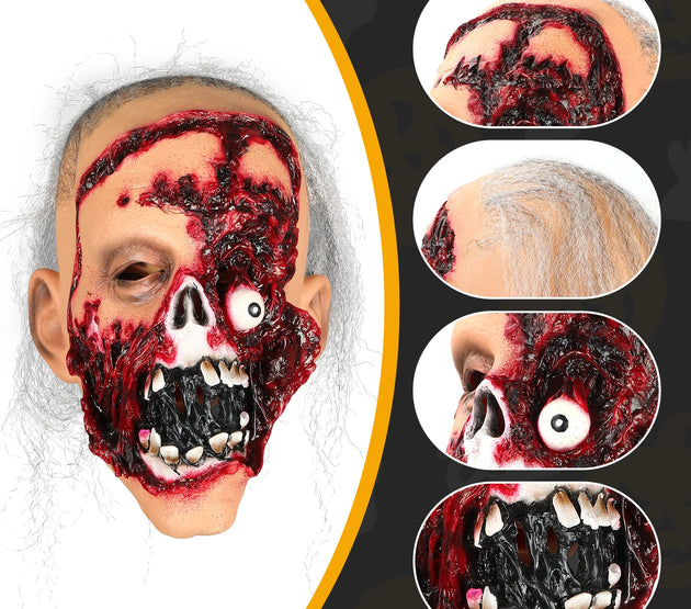 Creepy Old Man Halloween Mask Realistic Latex Scary Face Headgear for Horror Party Cosplay Role Play Terror Costume Accessory