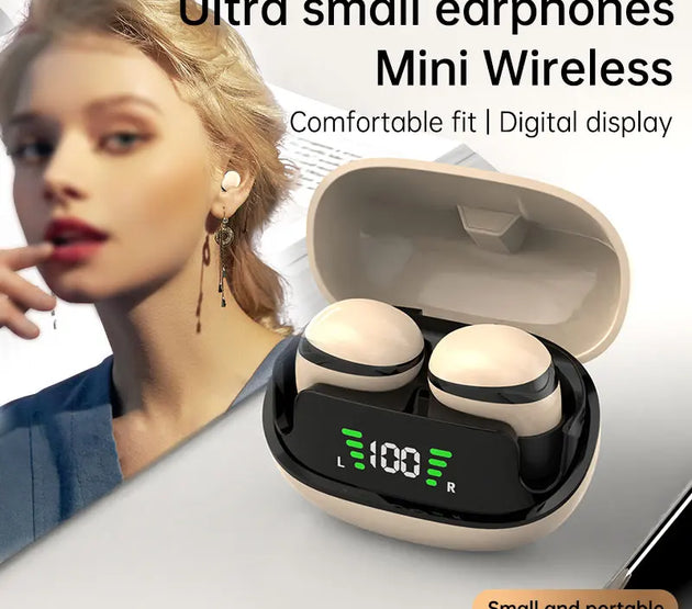 Beige Mini13 Display Sleep Earbuds Sleepers Invisible Smallest Wireless Bluetooth Earphones Hidden Headset Small Ears Earbuds