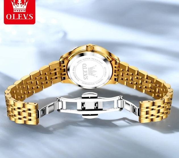 OLEVS Luxury Brand Women's Watches Elegant Gold Fashion Quartz Watch Luminous Versatile Waterproof Female Authentication Watch
