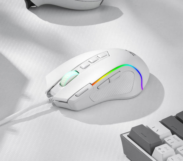 Redragon M612 Predator RGB Gaming Mouse 8000 DPI Wired Optical with 11 Programmable Buttons, White