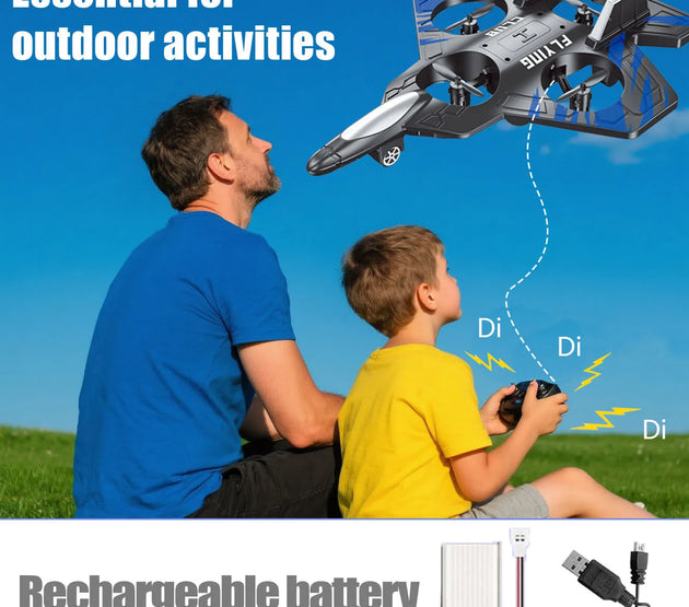 Fighter Jet Style Drone, 1800mAh USB Charging, 2.4GHz Remote Control, Easy Fly for Beginners, Christmas and Halloween Gifts