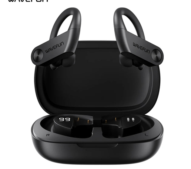 Wavefun XBuds 5 Bluetooth Earphone with Ear Hook 2000mAh Charging Case with Power Bank Function BT5.3 Waterproof Headphones