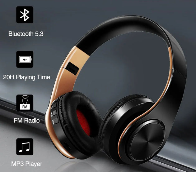 HIFI Stereo Earphones Bluetooth Headphone Music Headset FM and Support SD Card with Mic for Mobile Xiaomi Iphone Sumsamg Tablet