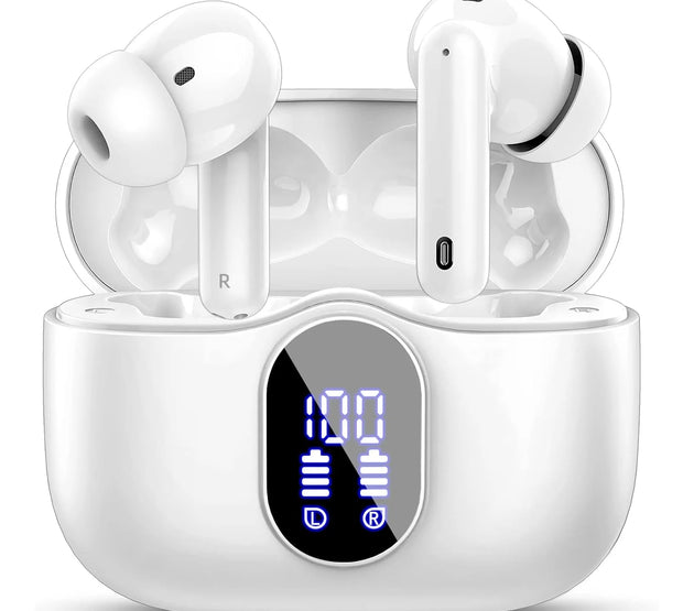 Wireless Earbuds with Bluetooth 5.3, In-Ear Headphones Featuring 4 ENC Mics and 36 Hours of Playtime, LED Display Included.