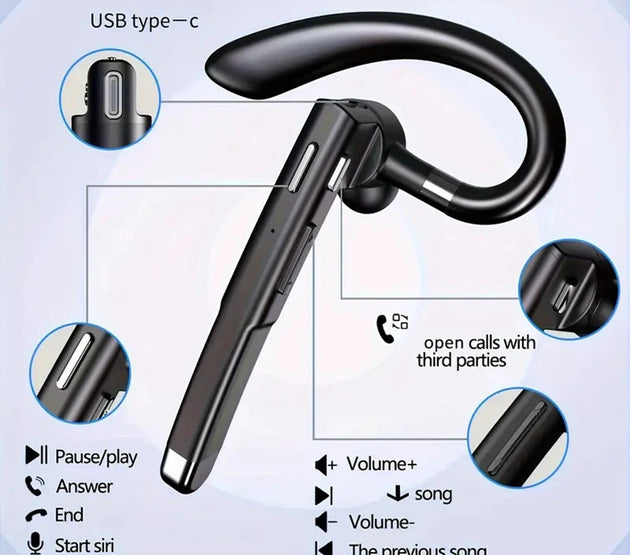 Wireless Bluetooth Headphones,Earbuds with Mic for Phone Hands-free ,Business Sports Waterproof Headset,Ear hook Earphone