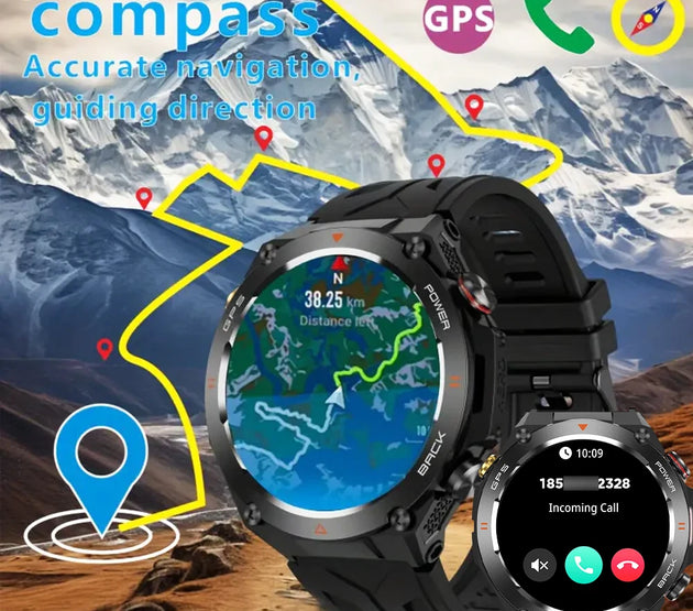 SENBONO New GPS Smart Watch 1.45” HD  Display Built-in GPS Bluetooth Phone Call 1ATM Waterpro Military Sports Smartwatch for Men
