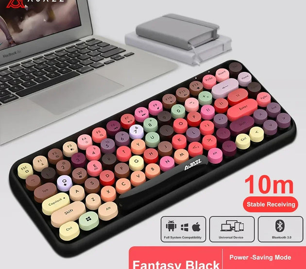 Ajazz 308I Wireless Keyboard 84 Keys Round Keycap Bluetooth Keyboard Portable 2.4GHz Numeric Keypad for Tablet Laptop Android