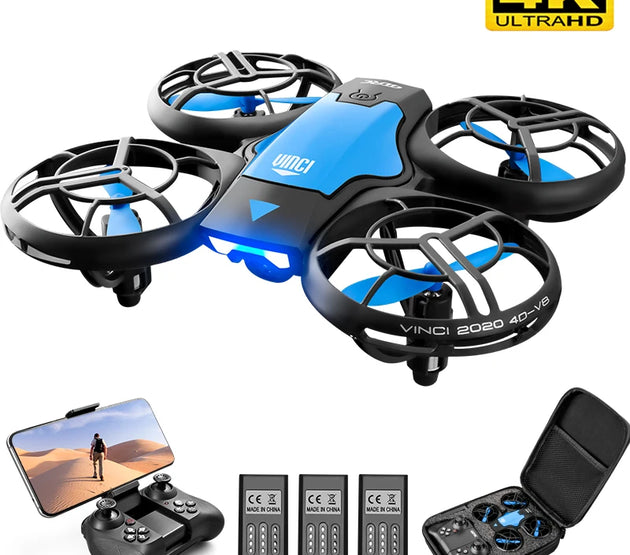 V8 New Mini Drone 4k profession HD 1080P Wide Angle Camera WiFi FPV RC Dron Height Keep Drones Helicopter Kids Toys 4DRC
