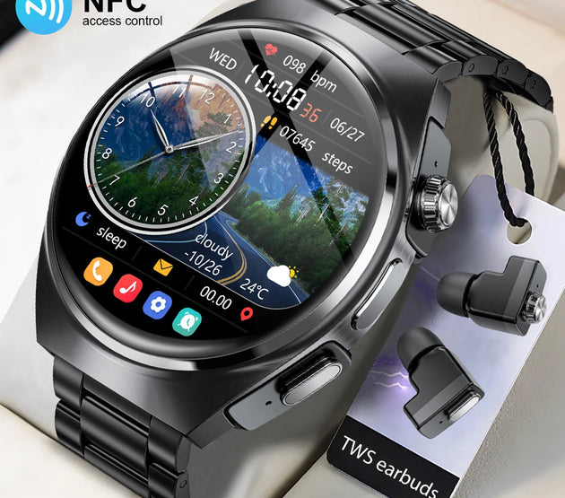 New Men's Smart Watch TWS Earphones 2-in-1 Bluetooth Call Heart Rate Blood Oxygen Sleep Monitoring Smartwatch Women For Huawei