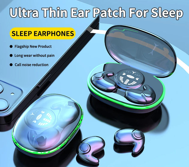 Sleep Earbuds for Side Sleepers Invisible Bluetooth Ear Buds 6H Playback Comfortable Sleeping Headphone for Sleeping,Travel,Work