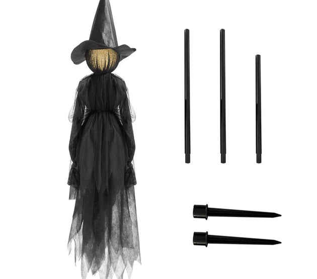 Halloween Creepy Witch Wizard with 7 Colors LED Lights Holding Hands Screaming Witches with Sound Activated Sensor Halloween Out