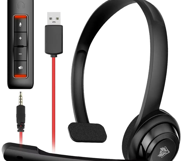 NUBWO HW02 USB Headphones with Mic Noise Cancelling Ultra Comfort Computer Headset for Laptop Pc on-Ear Wired Office Call Center