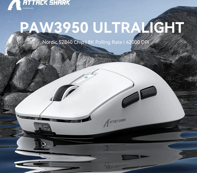 Attack Shark R6 Lightweight Wireless Gaming Mouse, PAW 3950Max Sensor Computer Mouse with Nordic 52480, 8KHz Polling
