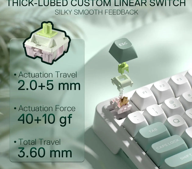 Redragon K719 Wireless Gasket Gaming 95 Keys Mechanical Keyboard,Easy-Control 1.14’’ TFT Info Display,Mint Mambo Switches