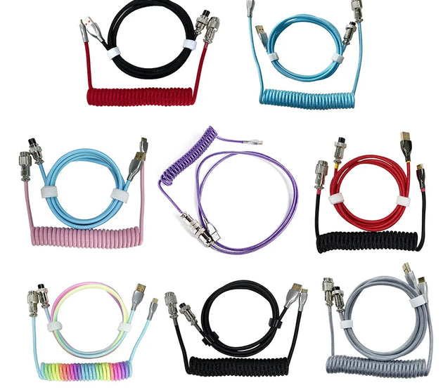 104keys Mechanical Keyboard Coiled Cable Wire Type C Custom Usb Port Cable Aviator Coiling Cable for Gaming Keyboard Accessories