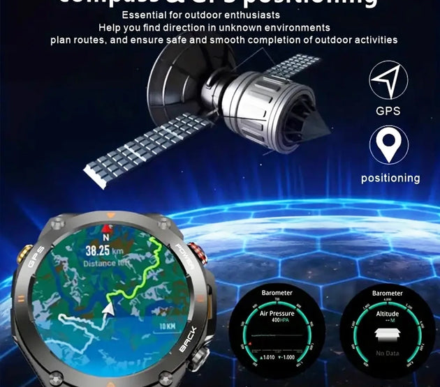 SENBONO New GPS Smart Watch 1.45” HD  Display Built-in GPS Bluetooth Phone Call 1ATM Waterpro Military Sports Smartwatch for Men