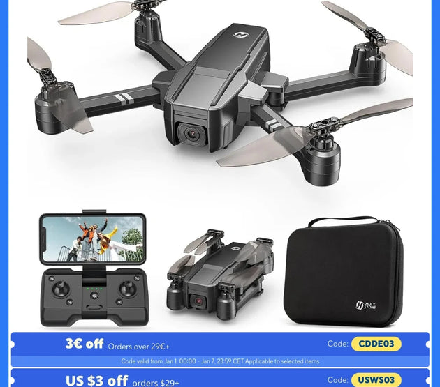 Holy Stone HS440 Foldable FPV Drone: 1080P WiFi, Voice/Gesture, Modular Battery, Auto Hover, Carry Case.