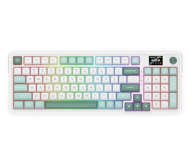 Redragon K719 Wireless Gasket Gaming 95 Keys Mechanical Keyboard,Easy-Control 1.14’’ TFT Info Display,Mint Mambo Switches
