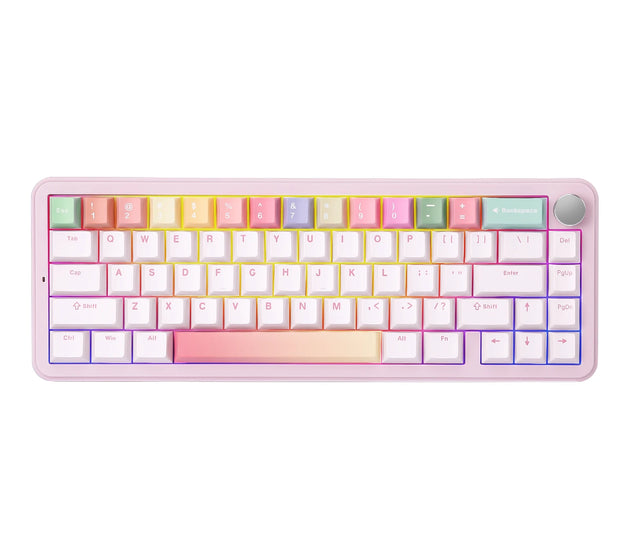 YUNZII B68 Wireless Mechanical Gaming Keyboard, Tri-Mode Hot Swappable Cute Gasket Mounted Creamy Keyboard for Win/Mac,
