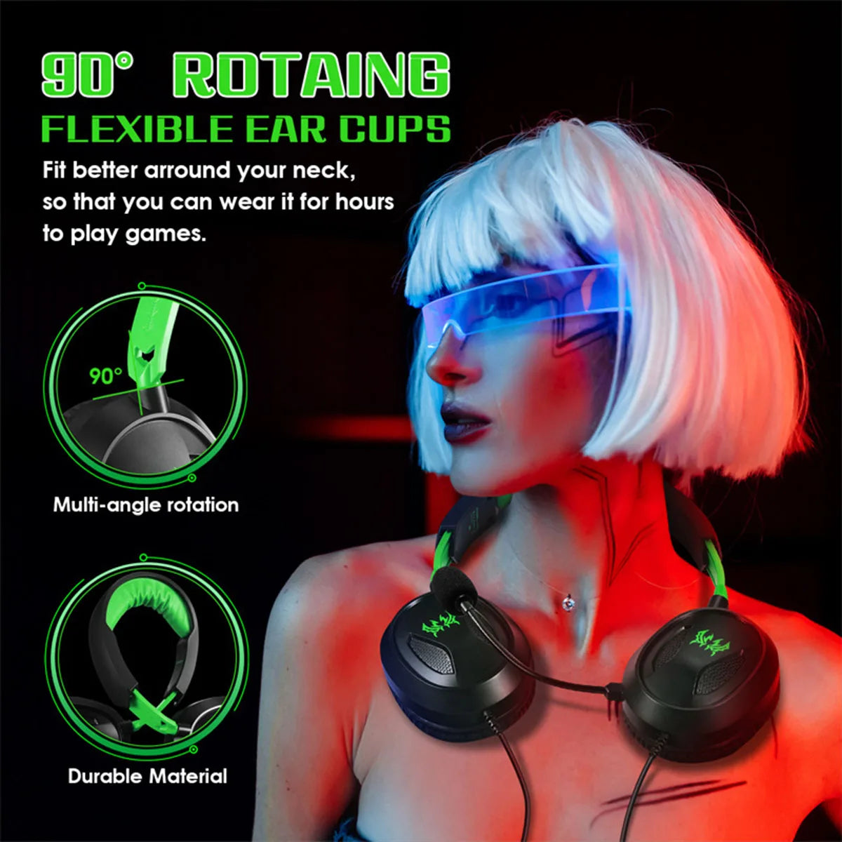 G3100 3.5mm Wired Gaming Headset Over Ear Game Headphones with Omni-directional Microphone for PS5 PS4 Laptop Tablet