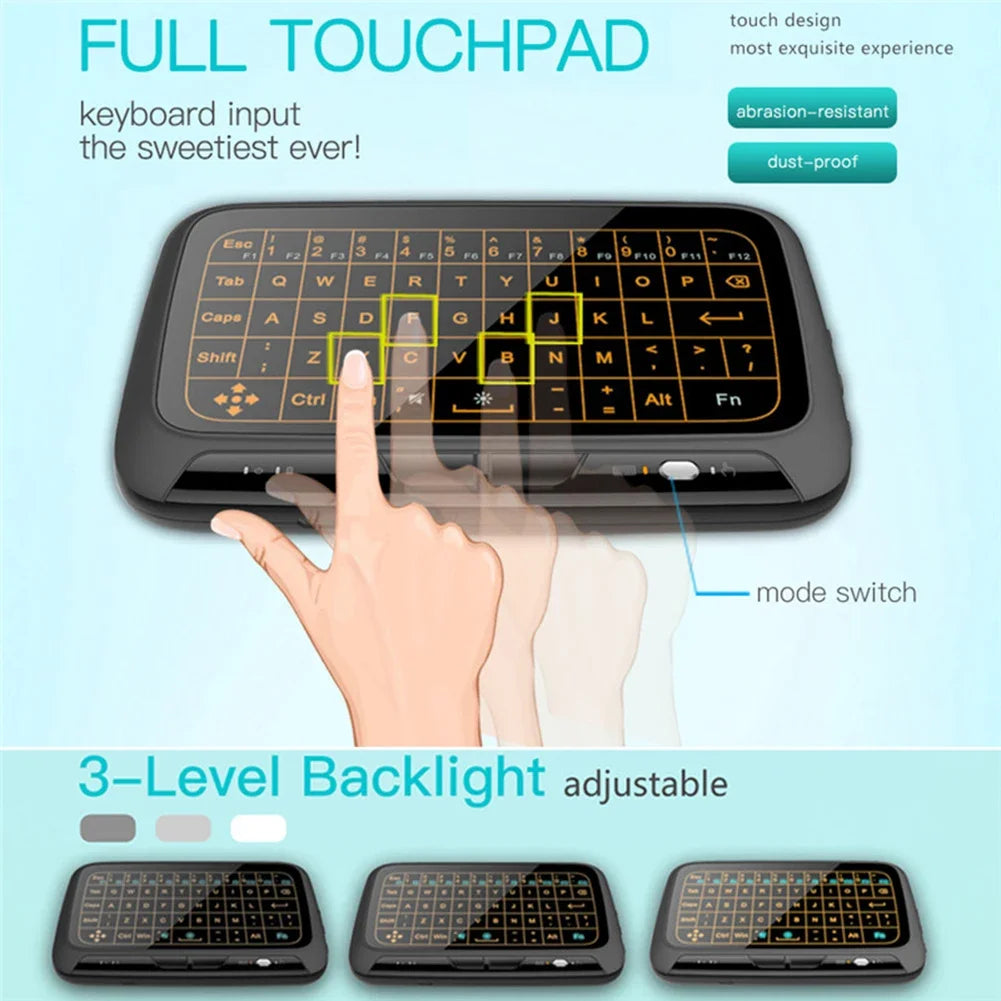 2.4GHz Air Mouse Keyboard USB Dongle Receiver Full Screen Touch QWERTY Keyboard Touchpad Plug And Play for Android Google TV Box