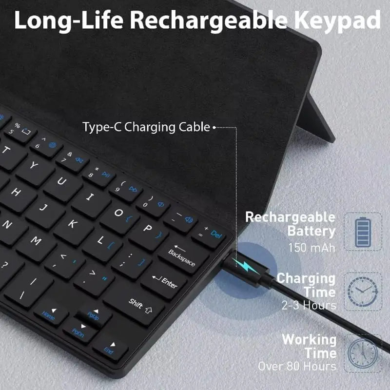 JOMAA Mini Foldable Bluetooth Keyboard Portable Wireless Keyboard Ultra-Slim Travel Folding Keyboard for iPhone iPad Mac Android