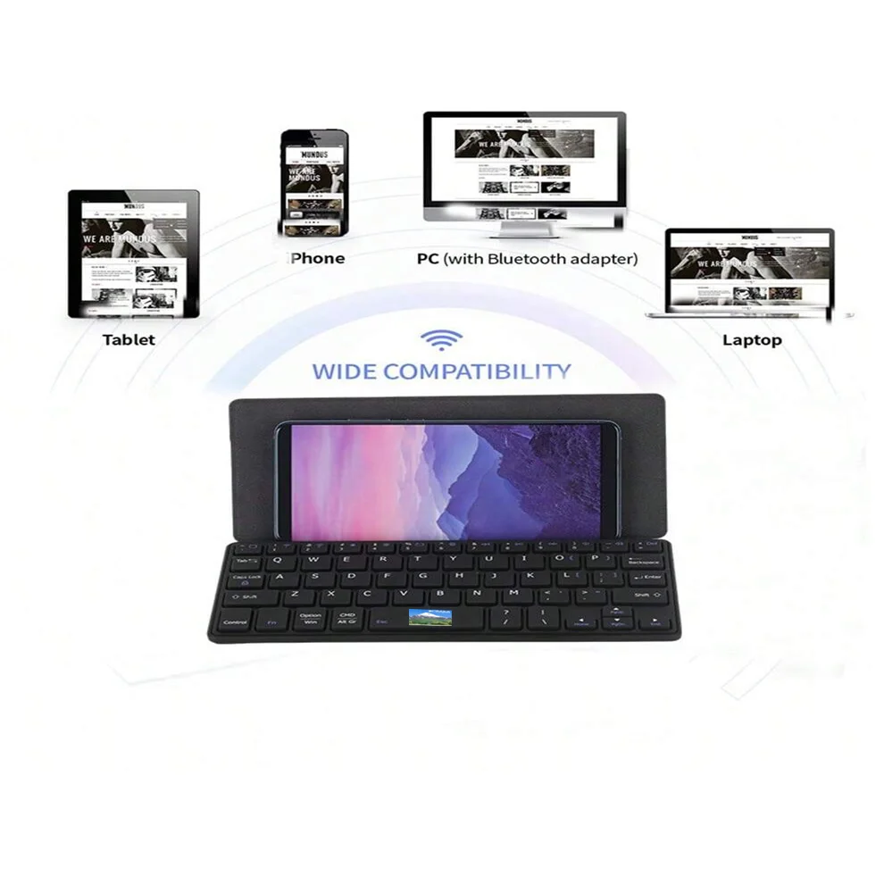 JOMAA Mini Foldable Bluetooth Keyboard Portable Wireless Keyboard Ultra-Slim Travel Folding Keyboard for iPhone iPad Mac Android