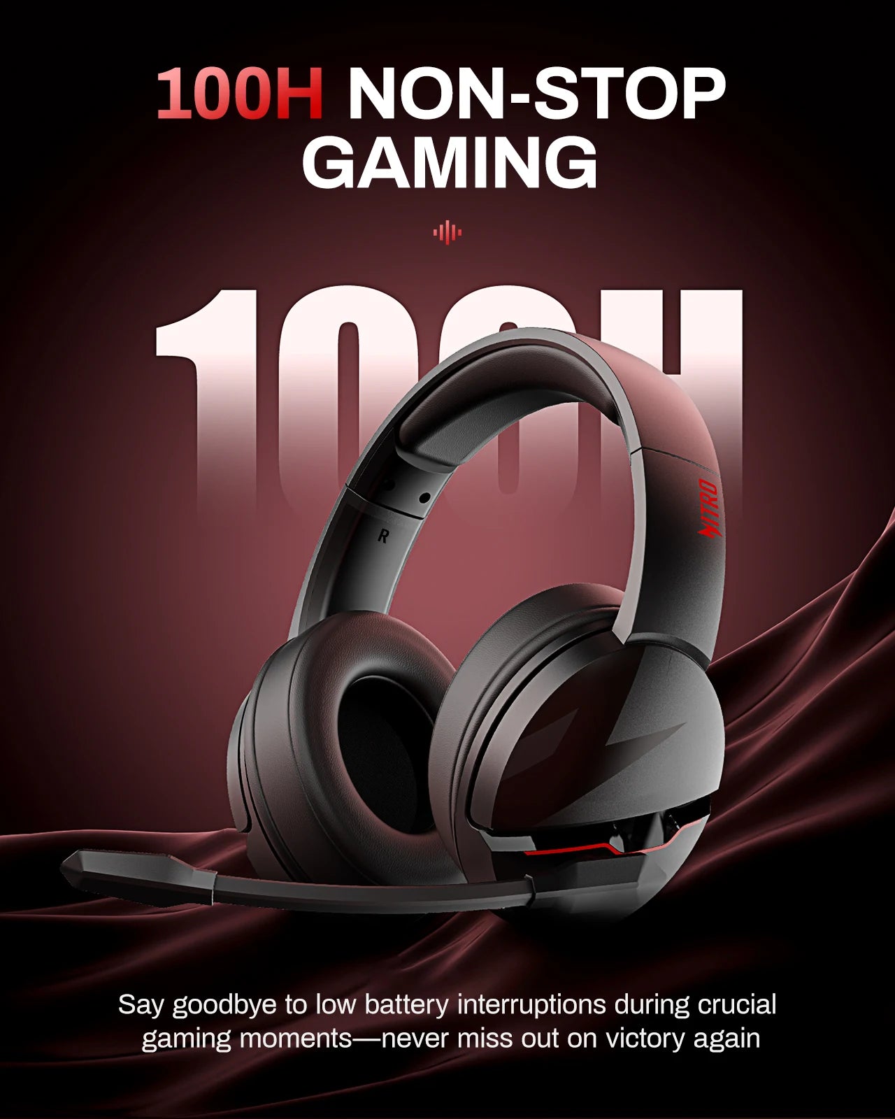 acer K2 2.4GHz Headset 50mm Drivers Clear Voice Mic 3.5mm Gaming Headphones for PC, Meeting, Music, PS4 Wireless Gaming Headset