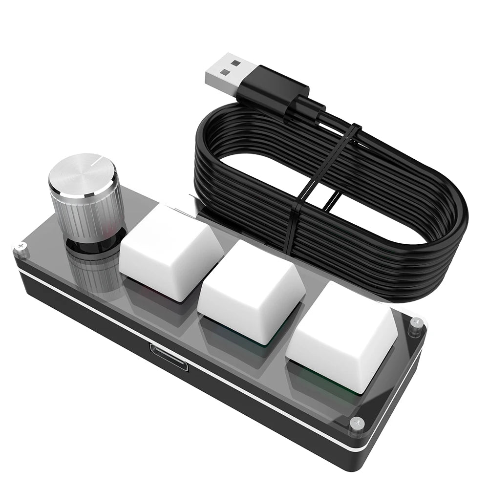 12 Keys 4 Knobs Mechanical Gaming Keyboard USB Wired/Bluetooth-Compatible Programming Macro Keyboard DIY Custom Hot-swap Keypad