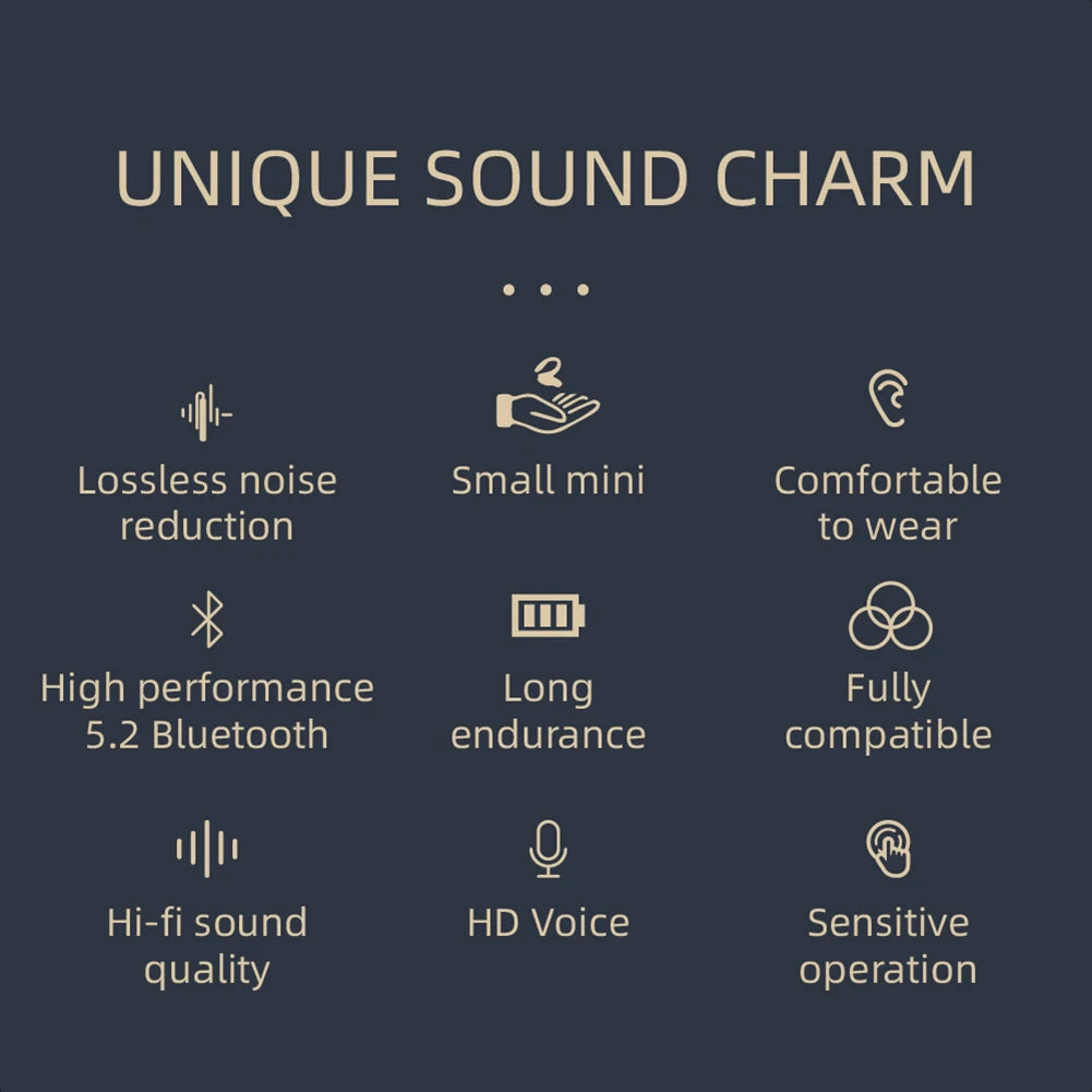 Waterproof Single Ear Earbuds Bluetooth-compatible 5.2 Wireless Business Headset