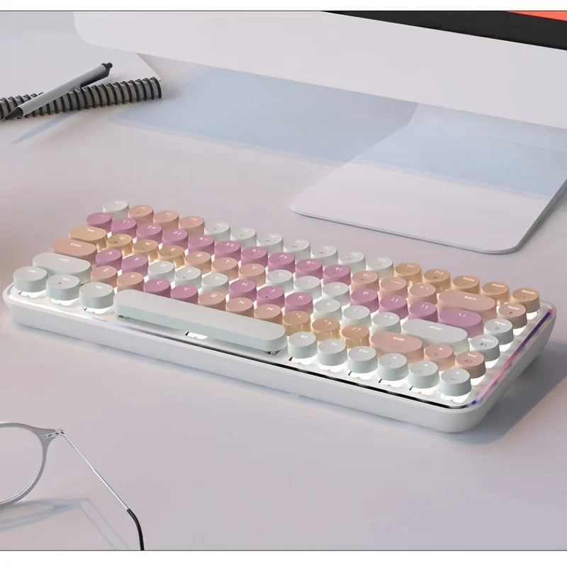 AJAZZK840T wireless mechanical keyboard bluetooth three-mode female office tablet laptop