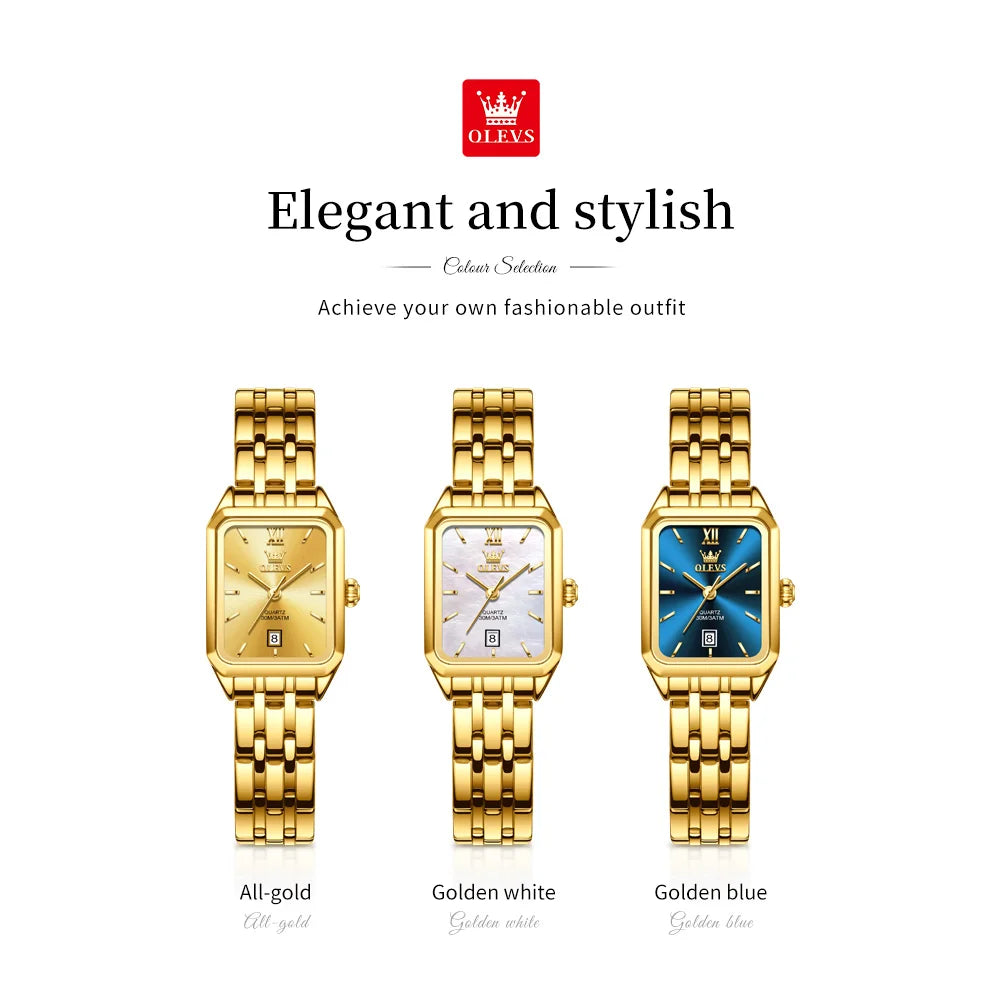 OLEVS Luxury Brands Women's Watches Trend Waterproof Simple Atmosphere Stainless Steel Quartz Wrist watch Original Certification