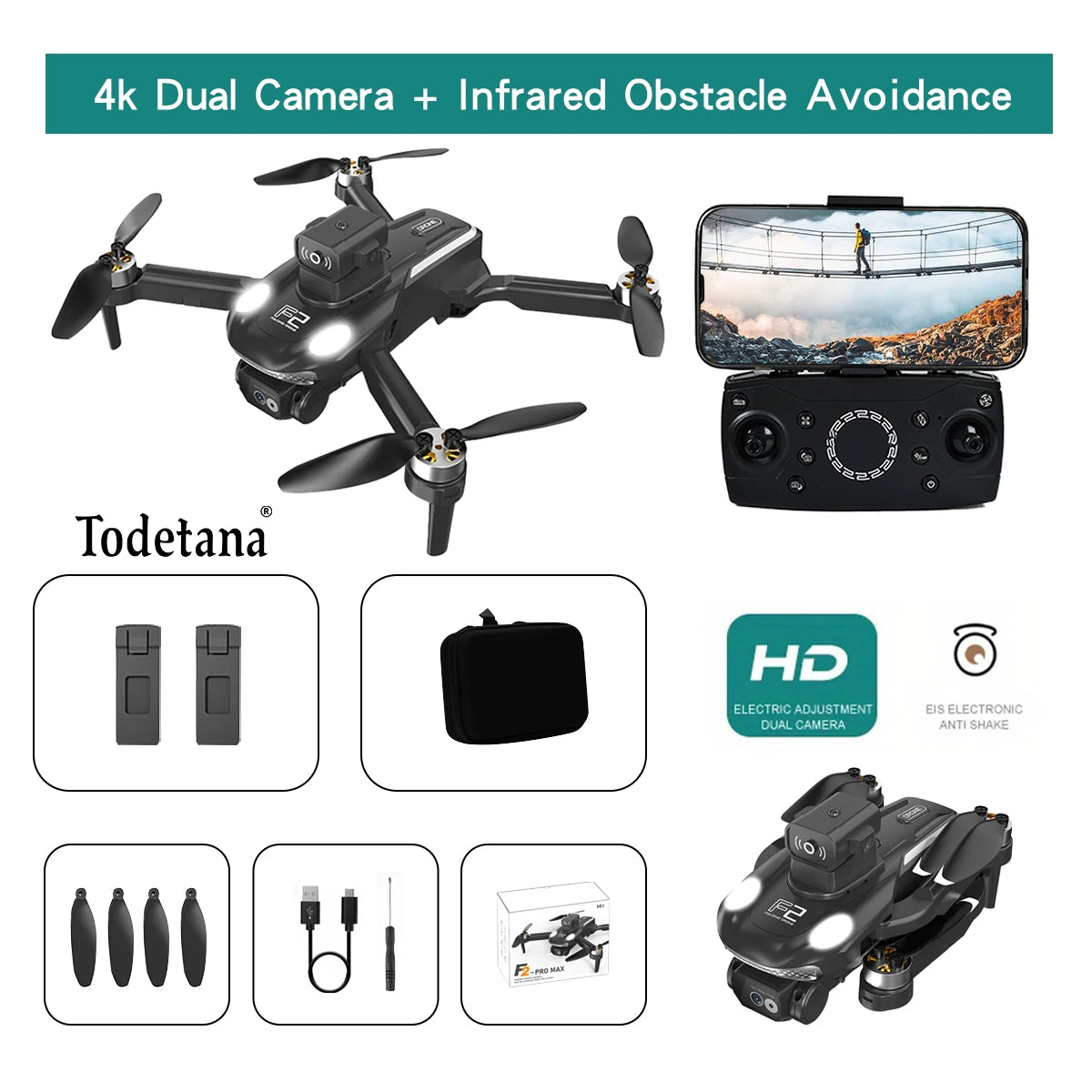 F2 Drone 4K Ultra HD Camera Long Battery Life Intelligent Flight Modes Foldable Design GPS Tracking Precision