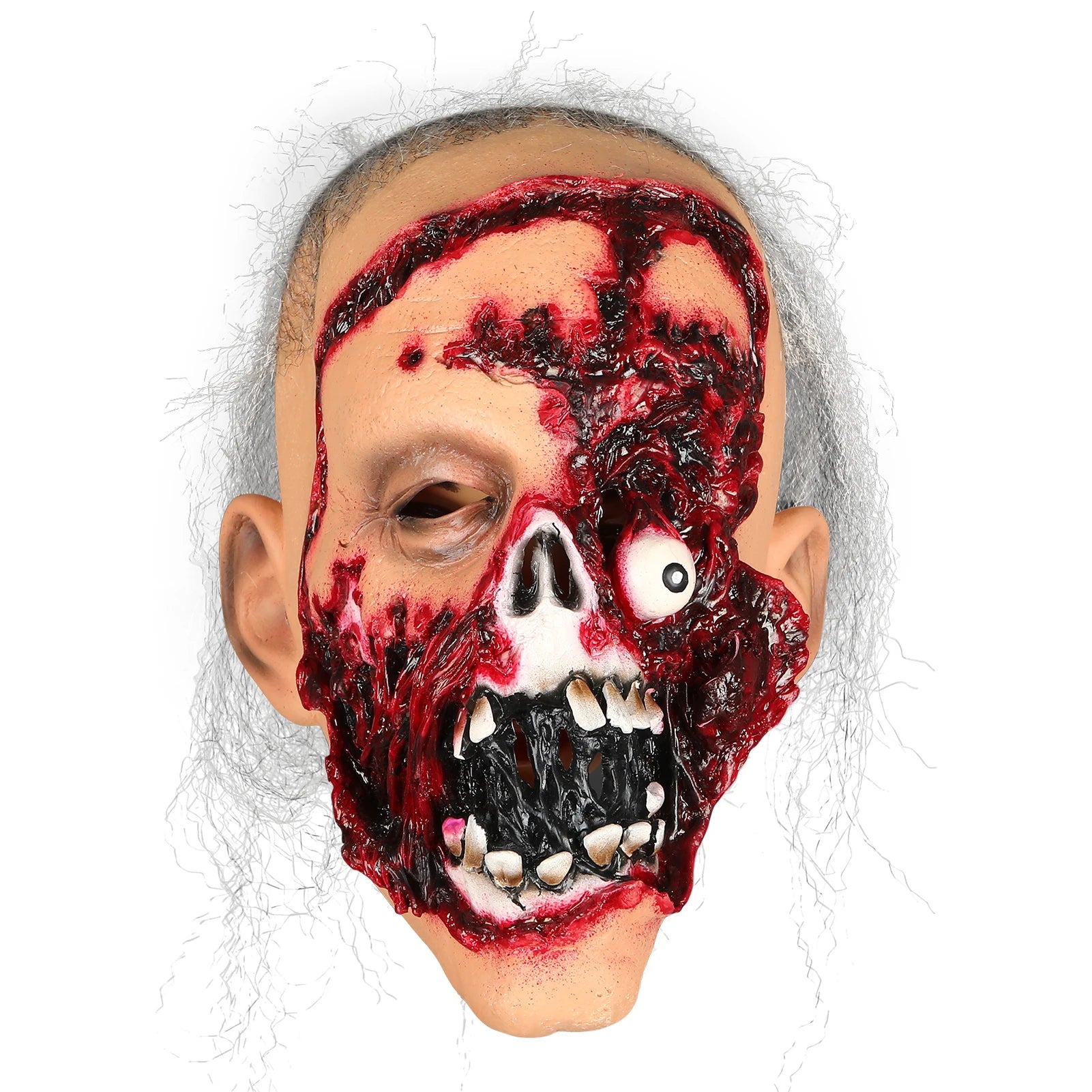 Creepy Old Man Halloween Mask Realistic Latex Scary Face Headgear for Horror Party Cosplay Role Play Terror Costume Accessory