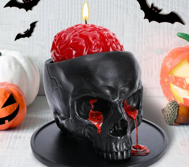 Halloween Decorations Indoor Halloween Candle Skull Bleeding Candle Gothic Decorations for Home Table Bar Indoor Room Spooky De