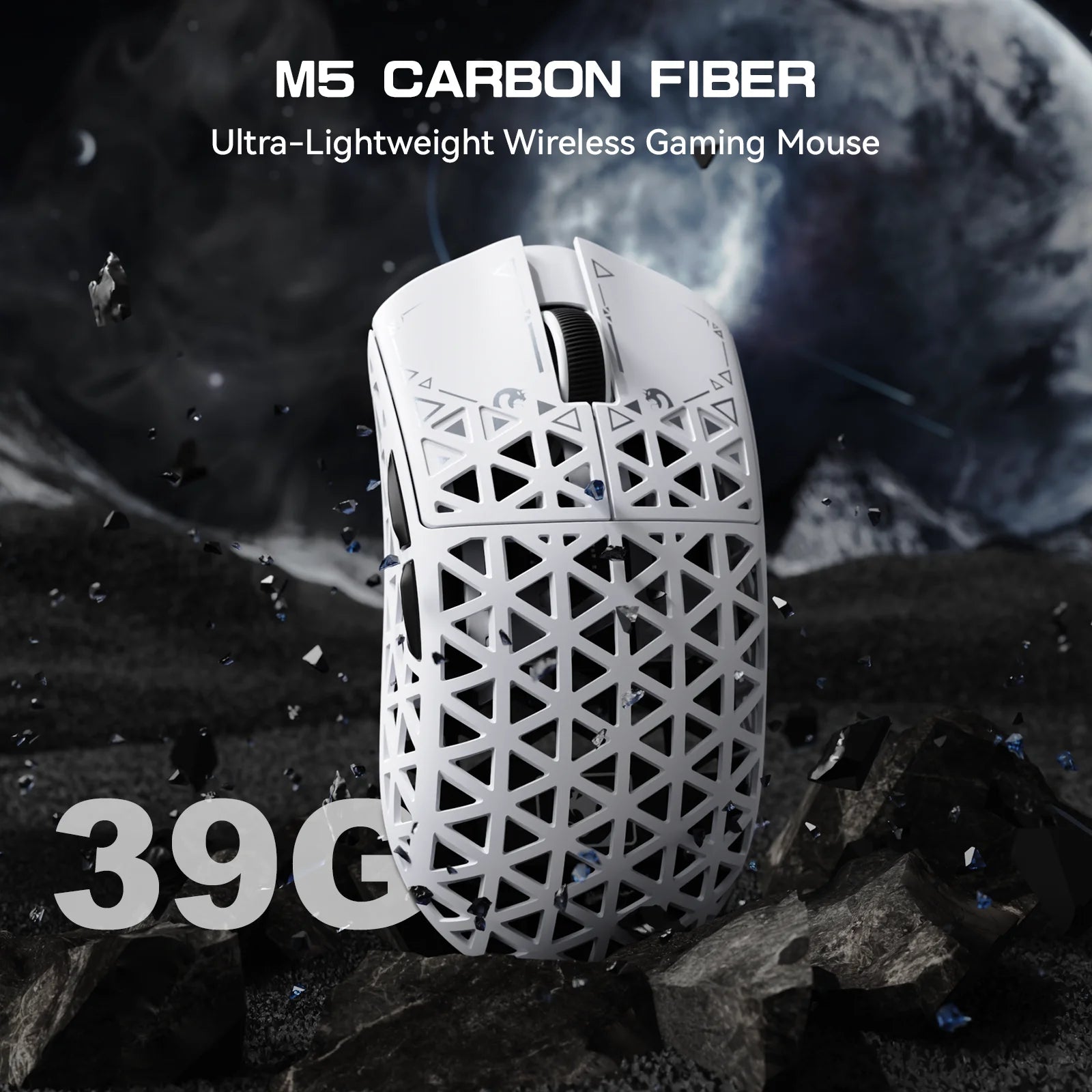 MAMBASNAKE M5 Ultra Wireless Gaming Mouse,39g Carbon Fiber,42K DPI PAW3950 Sensor,8KHz Polling Rate,Tri-Mode Mouse with Griptape