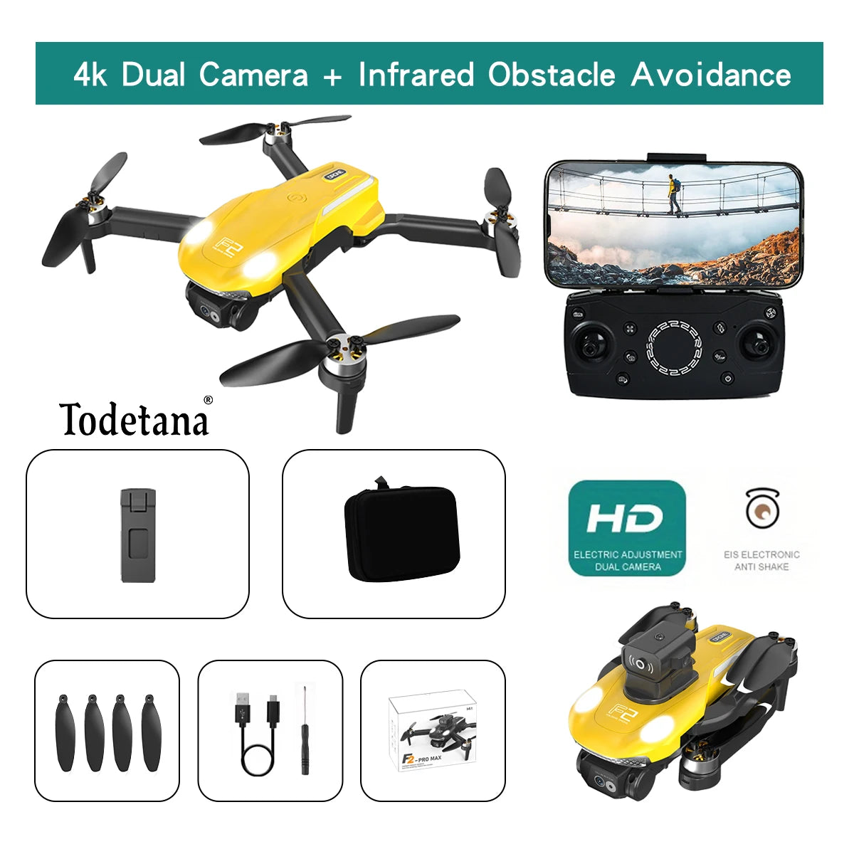 F2 Drone 4K Ultra HD Camera Long Battery Life Intelligent Flight Modes Foldable Design GPS Tracking Precision